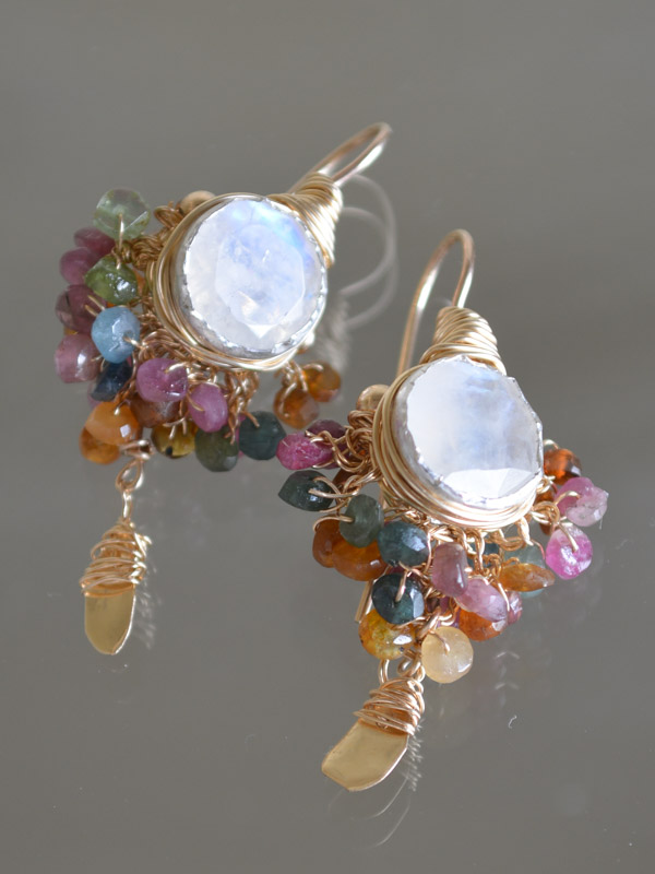 earrings Goddess tourmaline and moonstone